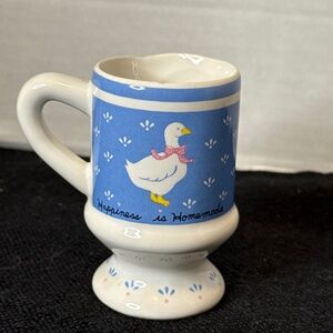 VTG '87 W.A‎ Taiwan Ceramic Goose Mini Mug Toothpick Holder/ Shot Glass Blue/Wht